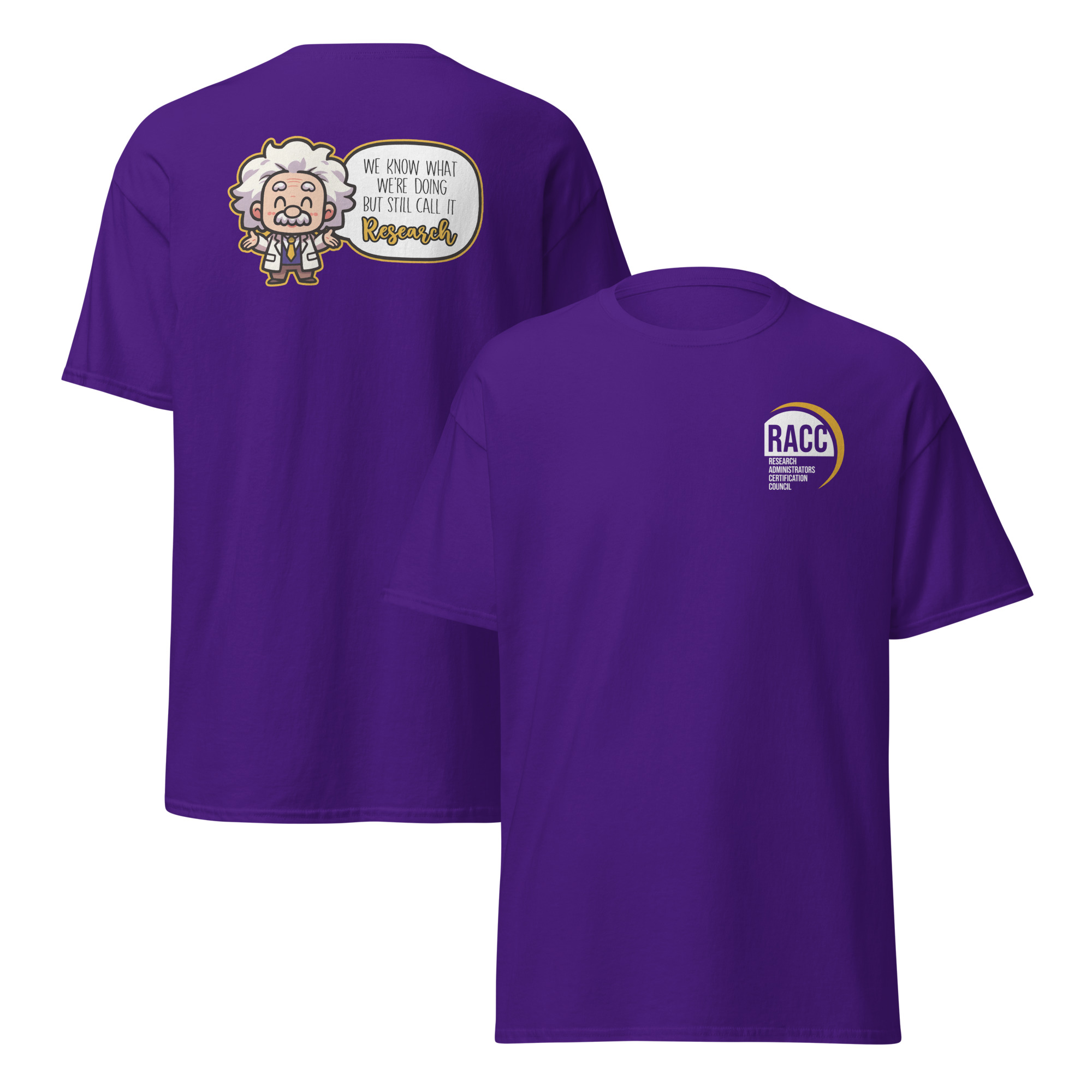 RACCBERT-we-know-research-purple-shirt
